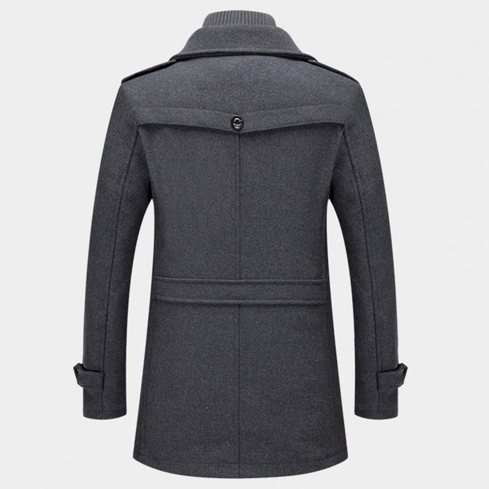 Peter | Men's Long Wool Blend Winter Coat Notch Lapel Button Front