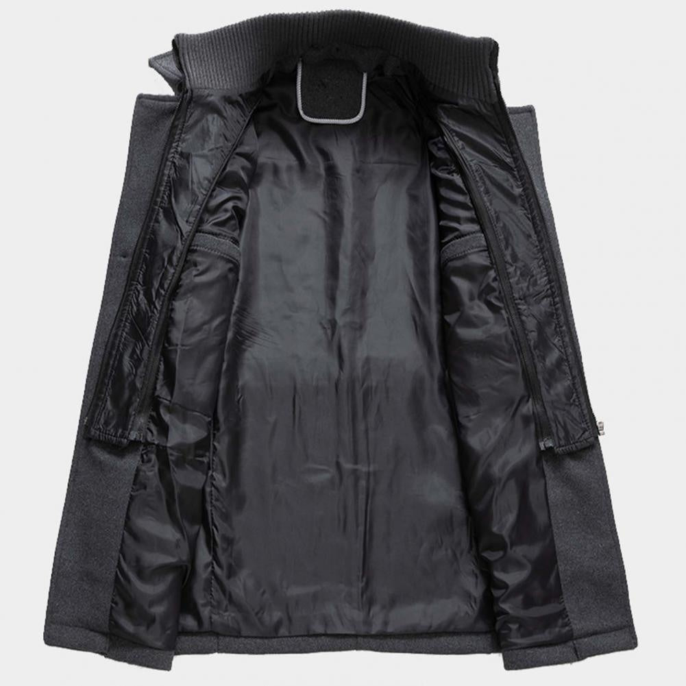Peter | Men's Long Wool Blend Winter Coat Notch Lapel Button Front