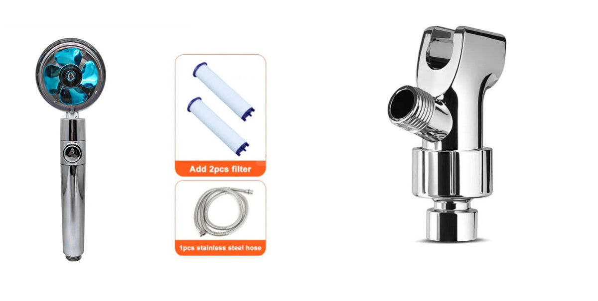 Filtered Shower Head with High Pressure Water Filtration and Rotating Propeller Fan Handheld