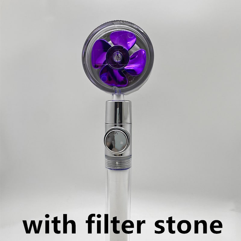Filtered Shower Head with High Pressure Water Filtration and Rotating Propeller Fan Handheld
