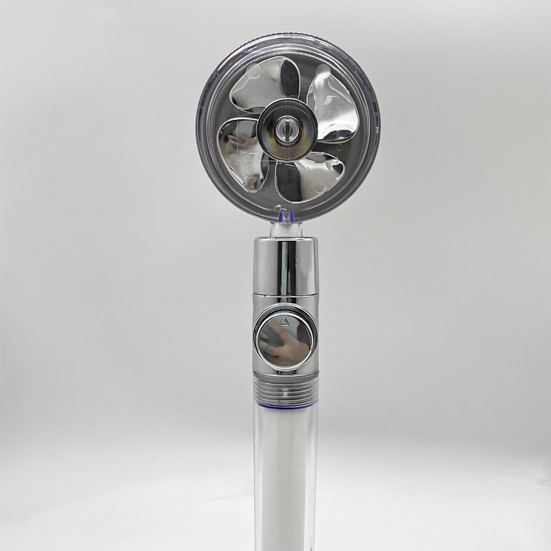 Filtered Shower Head with High Pressure Water Filtration and Rotating Propeller Fan Handheld