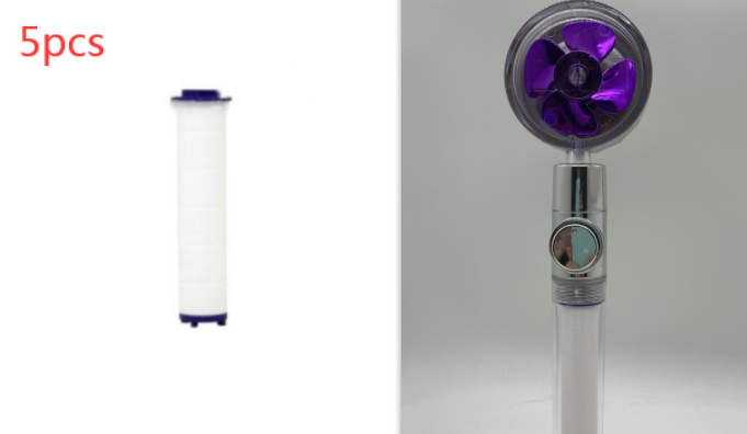 Filtered Shower Head with High Pressure Water Filtration and Rotating Propeller Fan Handheld