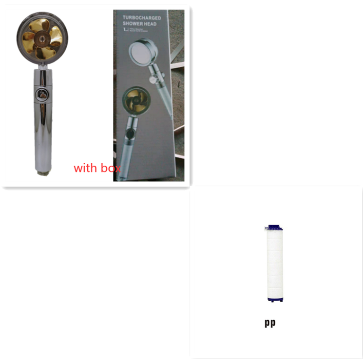Filtered Shower Head with High Pressure Water Filtration and Rotating Propeller Fan Handheld