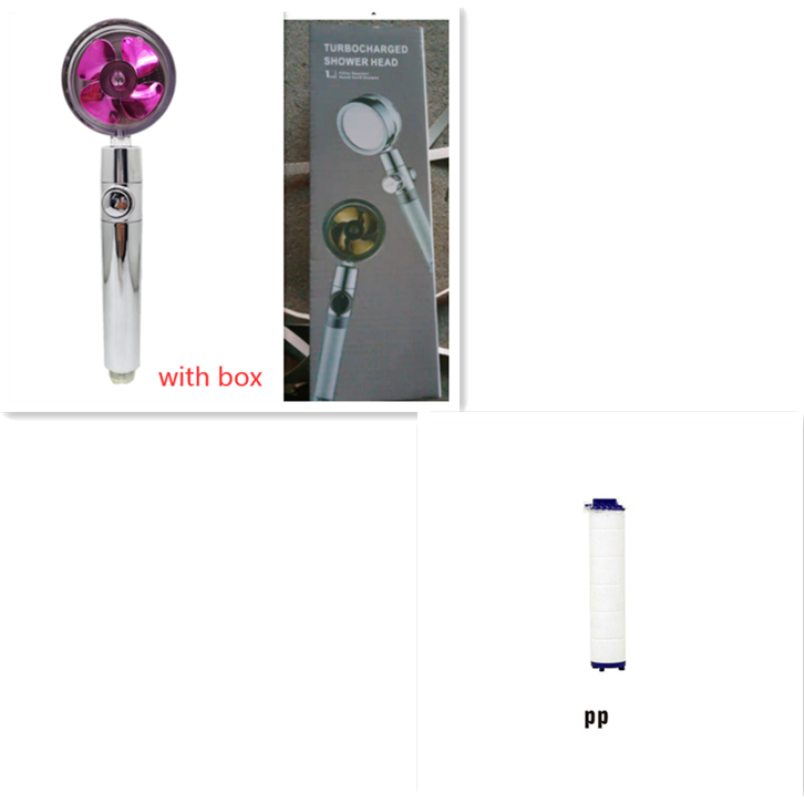 Filtered Shower Head with High Pressure Water Filtration and Rotating Propeller Fan Handheld