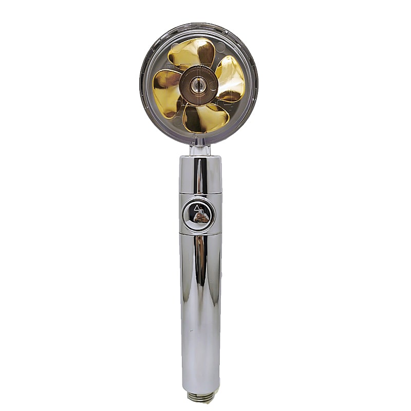 Filtered Shower Head with High Pressure Water Filtration and Rotating Propeller Fan Handheld