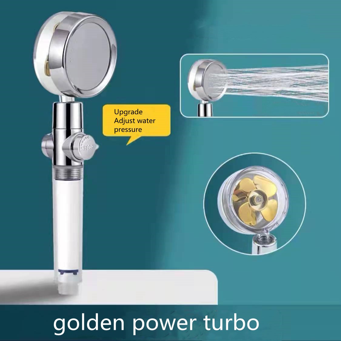 Filtered Shower Head with High Pressure Water Filtration and Rotating Propeller Fan Handheld