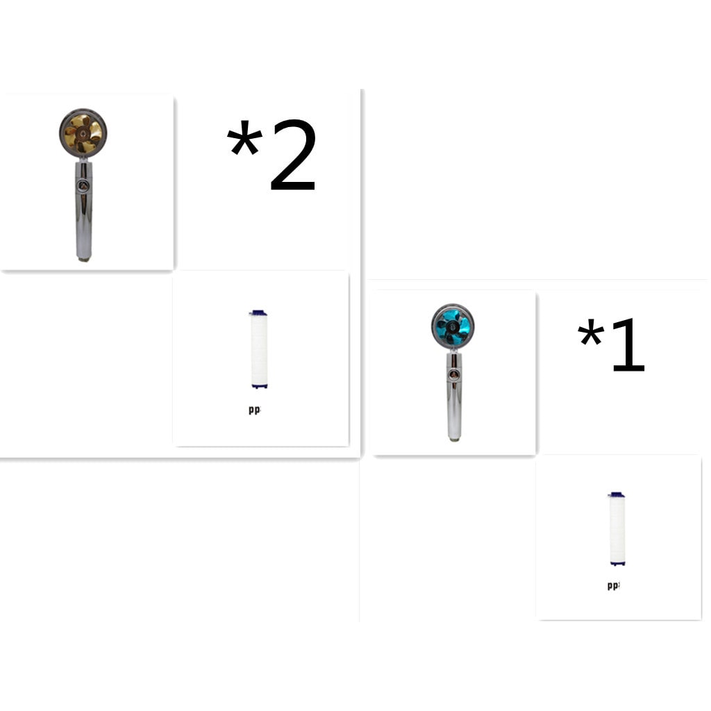 Filtered Shower Head with High Pressure Water Filtration and Rotating Propeller Fan Handheld