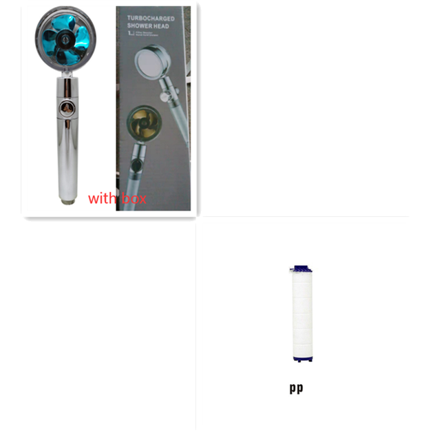Filtered Shower Head with High Pressure Water Filtration and Rotating Propeller Fan Handheld