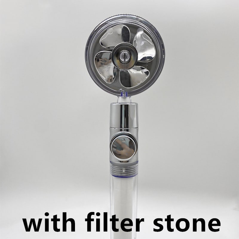 Filtered Shower Head with High Pressure Water Filtration and Rotating Propeller Fan Handheld