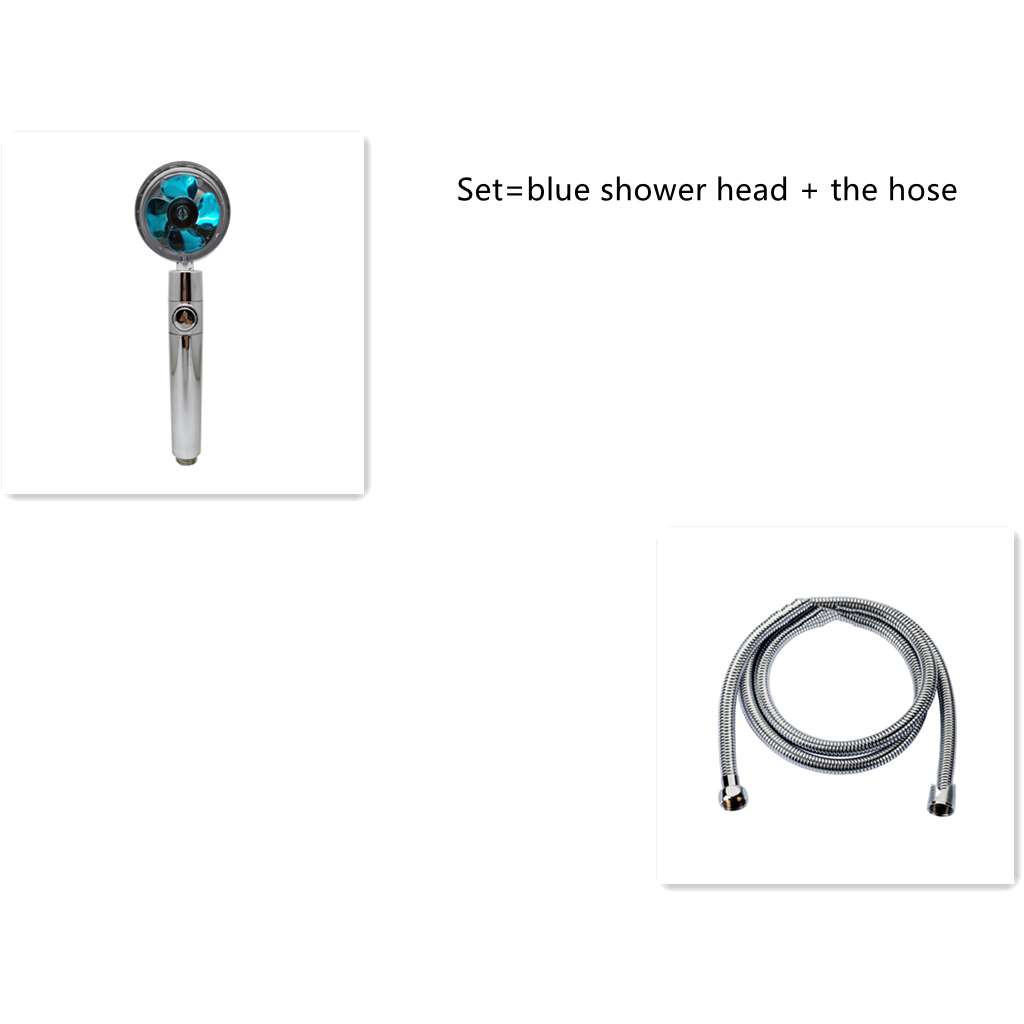 Filtered Shower Head with High Pressure Water Filtration and Rotating Propeller Fan Handheld