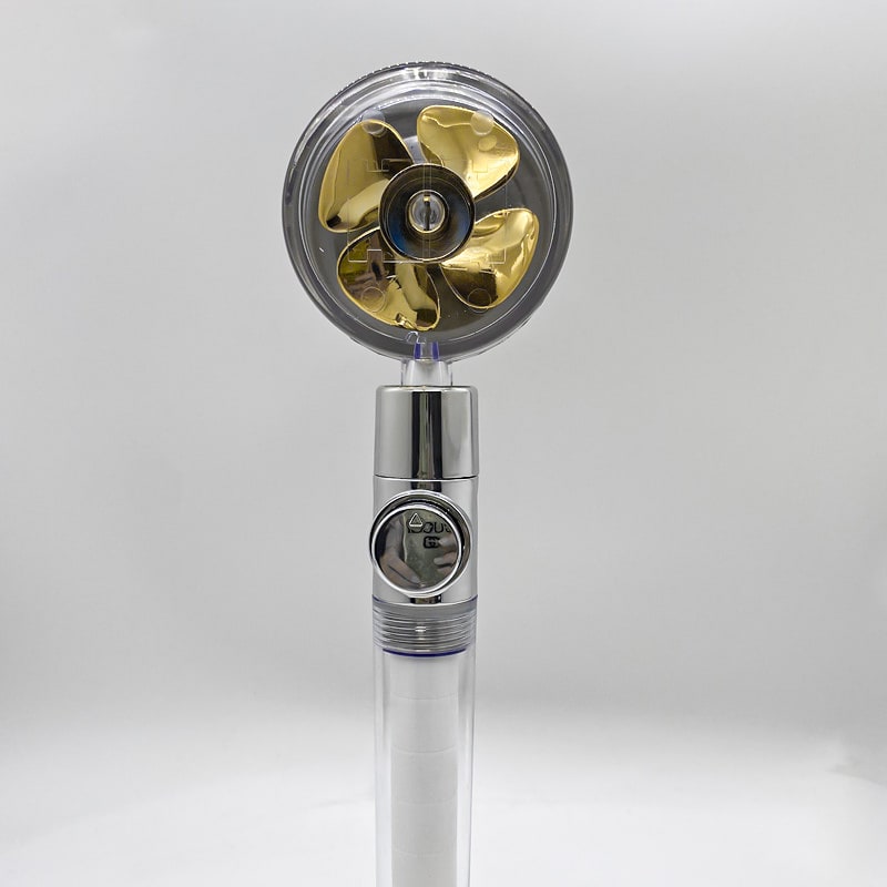 Filtered Shower Head with High Pressure Water Filtration and Rotating Propeller Fan Handheld