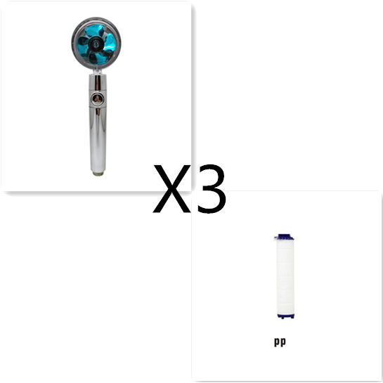 Filtered Shower Head with High Pressure Water Filtration and Rotating Propeller Fan Handheld