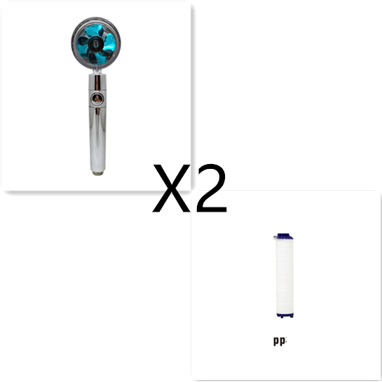Filtered Shower Head with High Pressure Water Filtration and Rotating Propeller Fan Handheld