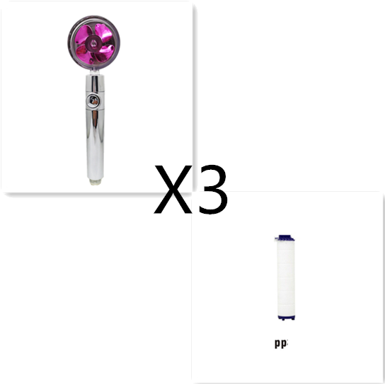 Filtered Shower Head with High Pressure Water Filtration and Rotating Propeller Fan Handheld