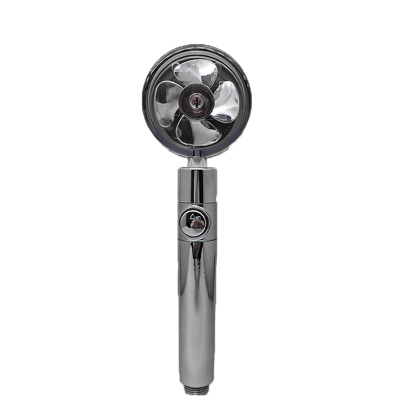 Filtered Shower Head with High Pressure Water Filtration and Rotating Propeller Fan Handheld