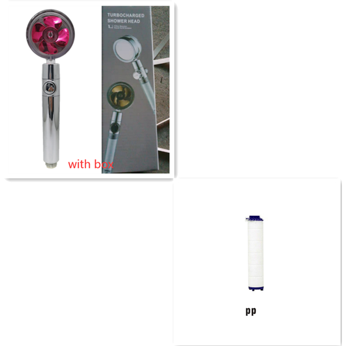 Filtered Shower Head with High Pressure Water Filtration and Rotating Propeller Fan Handheld