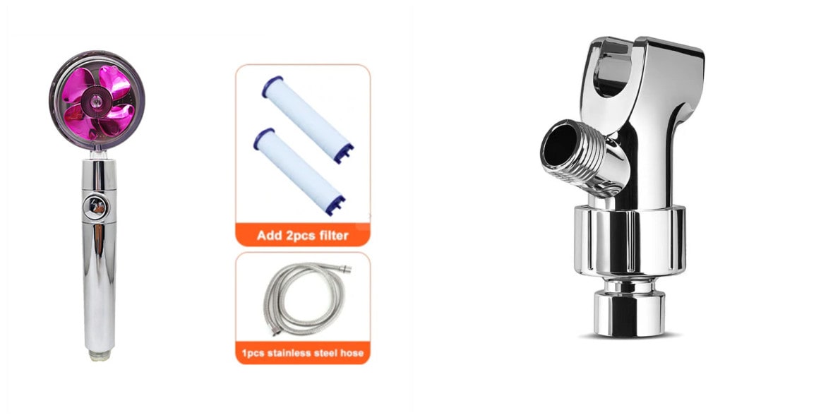 Filtered Shower Head with High Pressure Water Filtration and Rotating Propeller Fan Handheld
