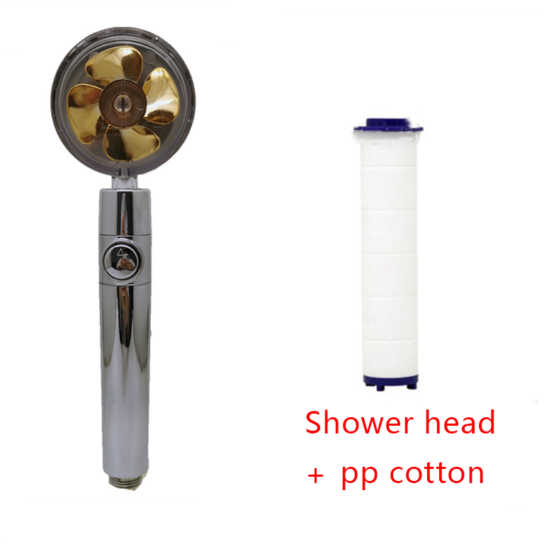 Filtered Shower Head with High Pressure Water Filtration and Rotating Propeller Fan Handheld