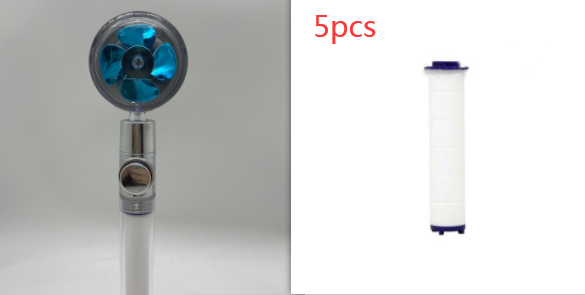 Filtered Shower Head with High Pressure Water Filtration and Rotating Propeller Fan Handheld