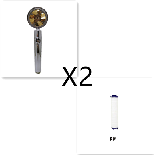 Filtered Shower Head with High Pressure Water Filtration and Rotating Propeller Fan Handheld