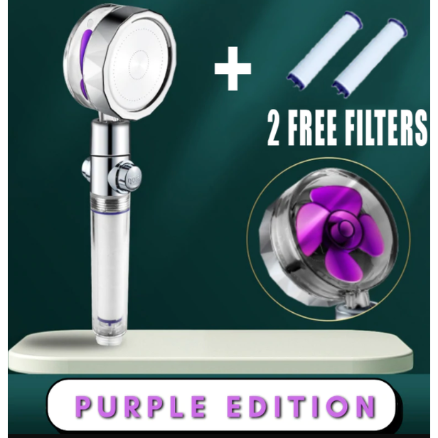 Filtered Shower Head with High Pressure Water Filtration and Rotating Propeller Fan Handheld