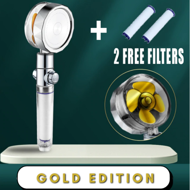 Filtered Shower Head with High Pressure Water Filtration and Rotating Propeller Fan Handheld