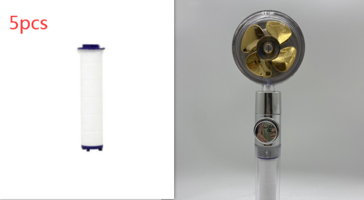 Filtered Shower Head with High Pressure Water Filtration and Rotating Propeller Fan Handheld