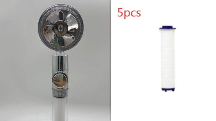 Filtered Shower Head with High Pressure Water Filtration and Rotating Propeller Fan Handheld