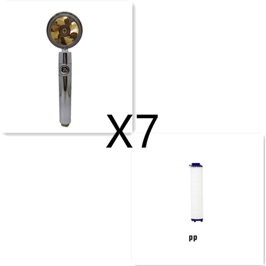 Filtered Shower Head with High Pressure Water Filtration and Rotating Propeller Fan Handheld