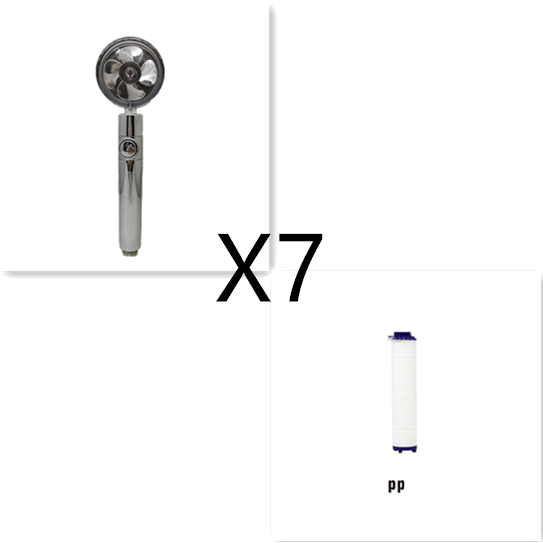 Filtered Shower Head with High Pressure Water Filtration and Rotating Propeller Fan Handheld