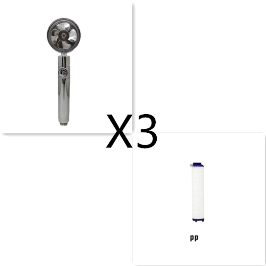 Filtered Shower Head with High Pressure Water Filtration and Rotating Propeller Fan Handheld