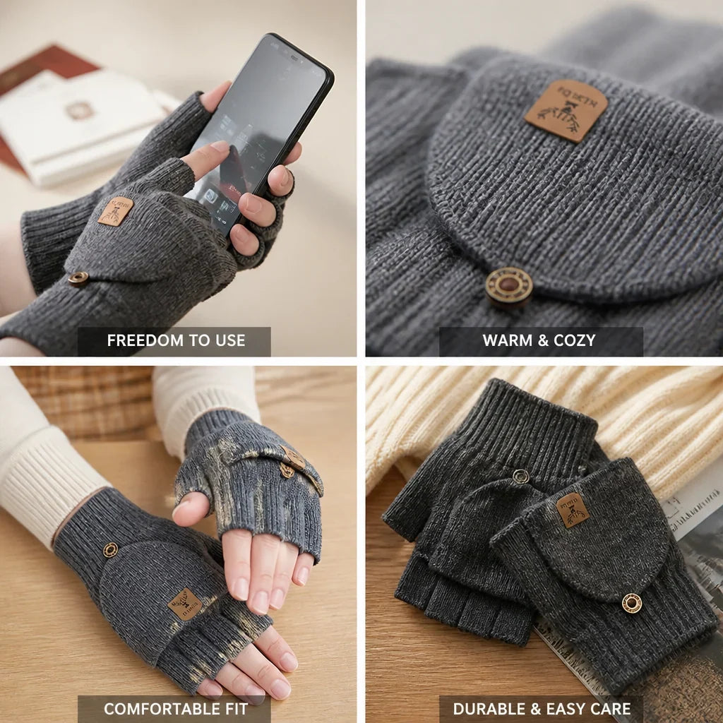 Fingerless Gloves | Soft Knit Acrylic & Elastic Rib Fit | One Size