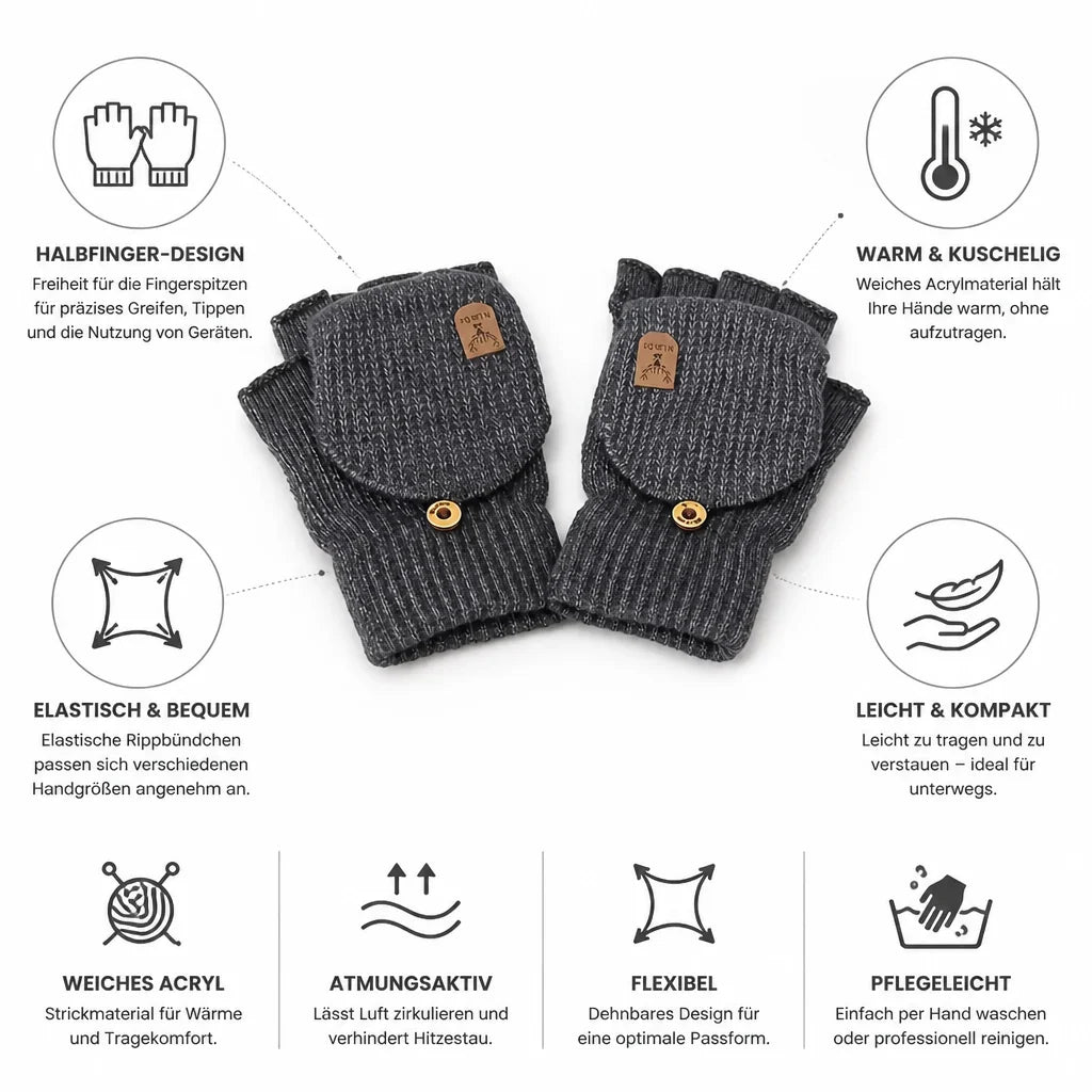 Fingerless Gloves | Soft Knit Acrylic & Elastic Rib Fit | One Size