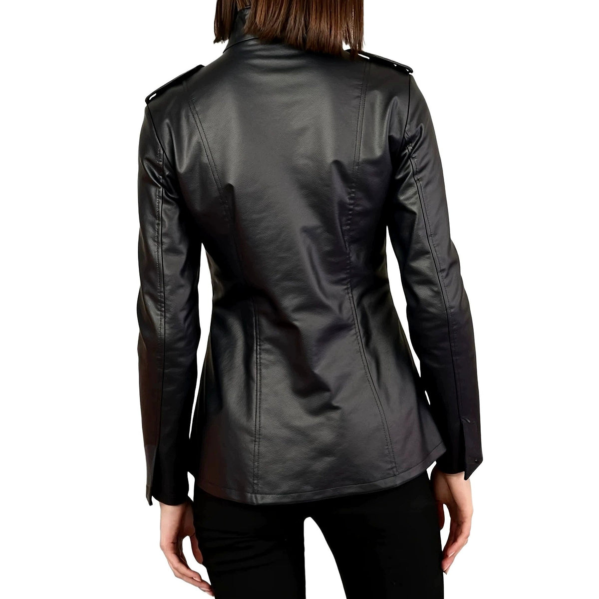 Fiona - Women’s Leather Slim Fit Stand Collar Jacket