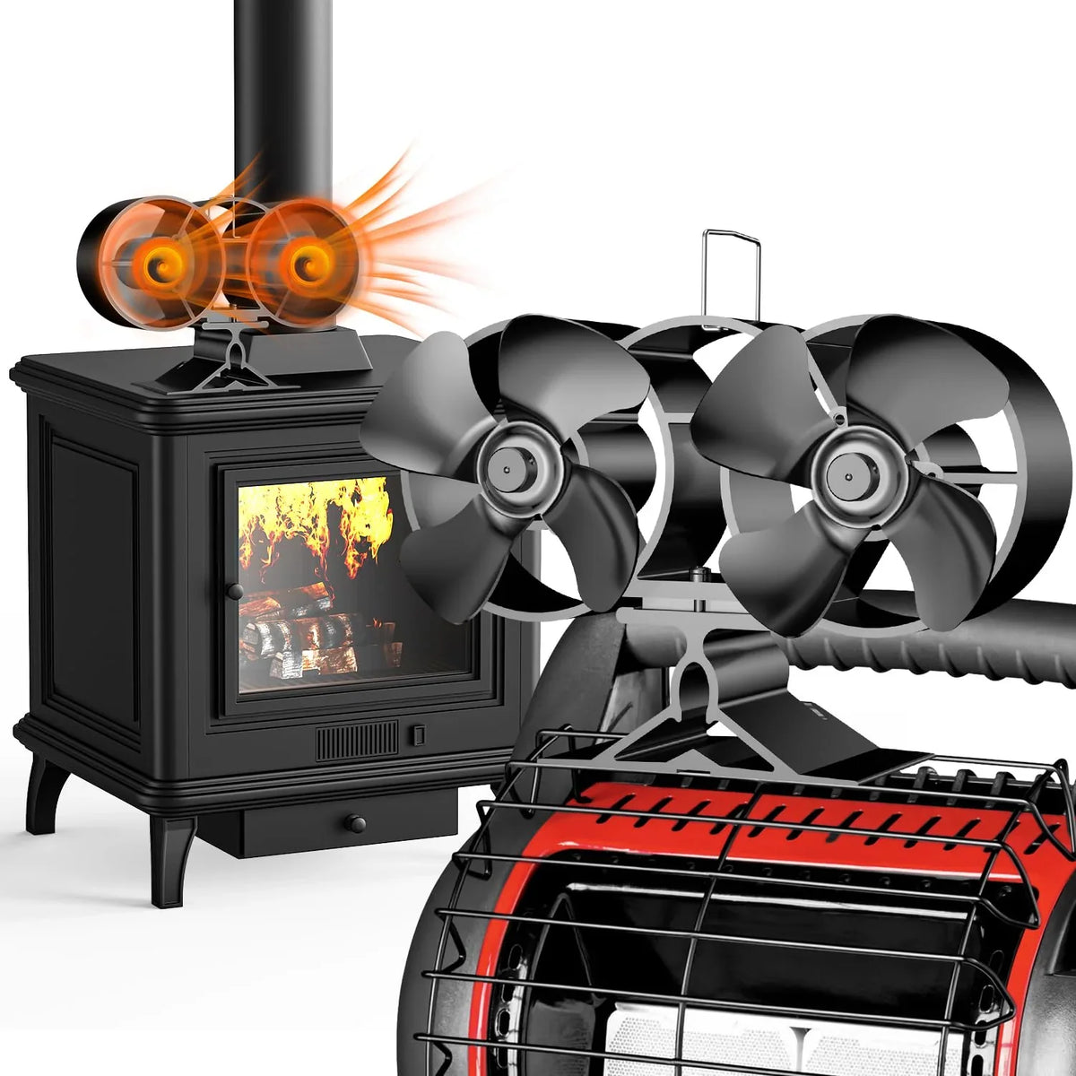 Fireplace Fan | Heat-Powered 4-Blade & Quiet