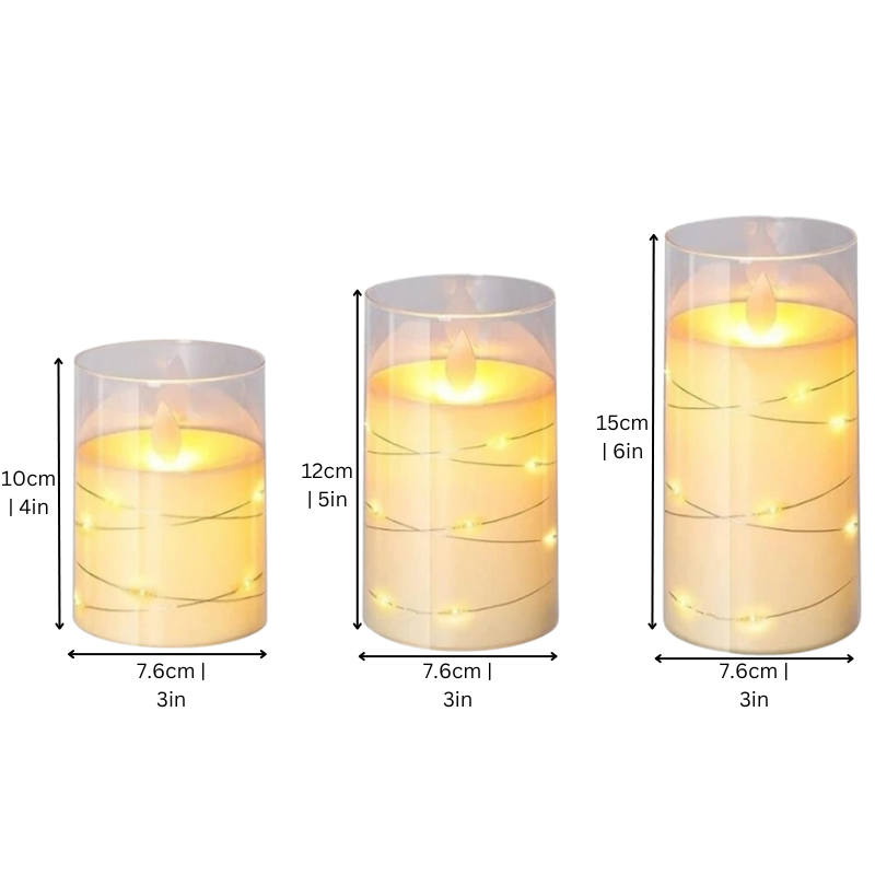 Flameless LED Pillar Candles Battery Operated Candlesticks with Glass Cylinder