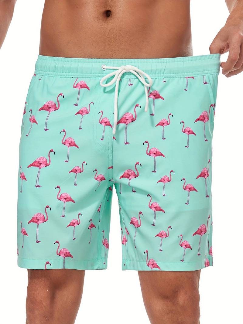 Flamingo Print Swim Shorts for Men