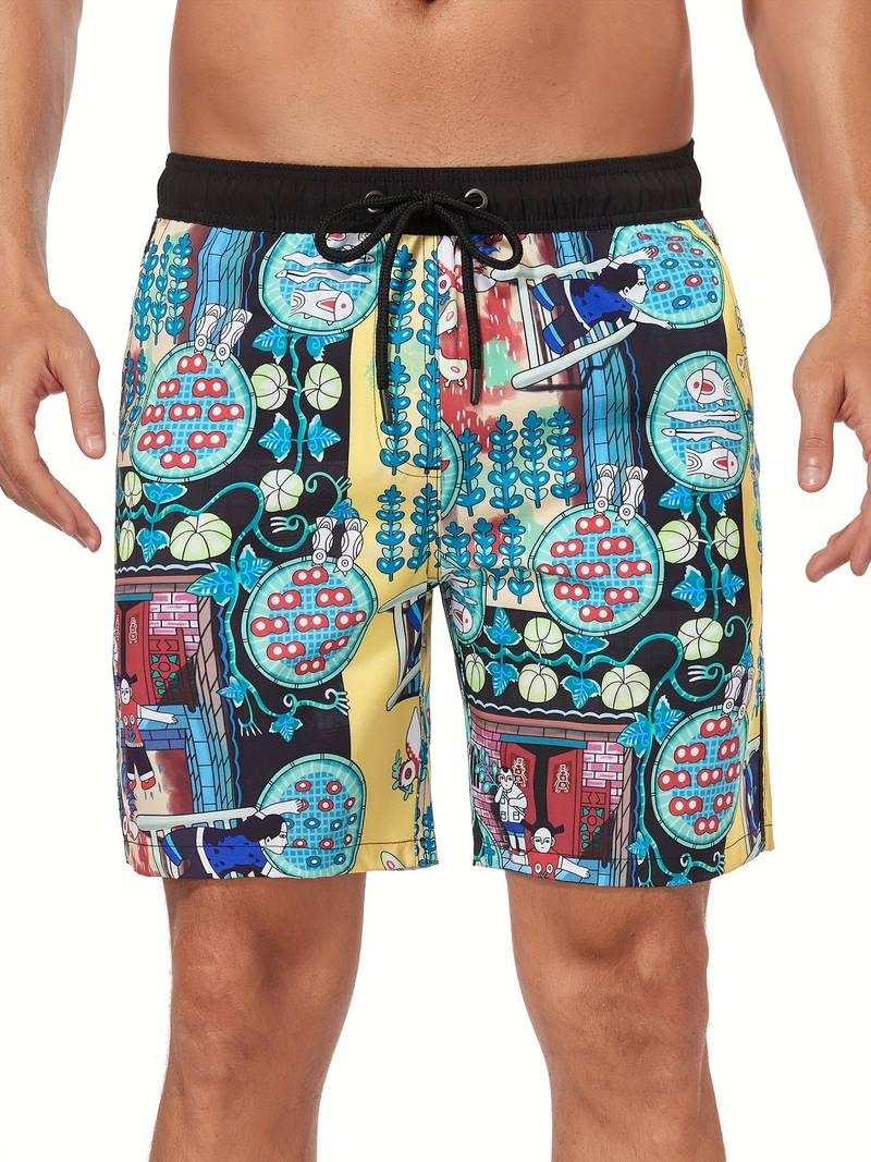 Flamingo Print Swim Shorts for Men