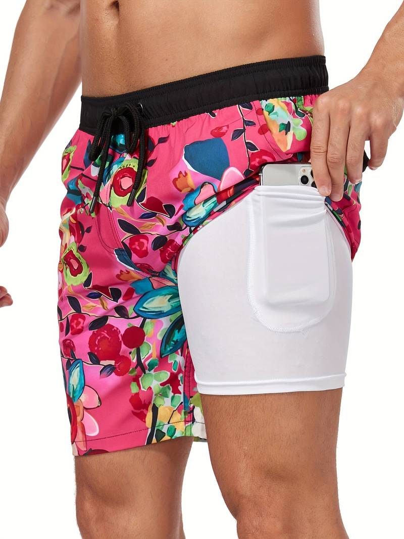 Flamingo Print Swim Shorts for Men