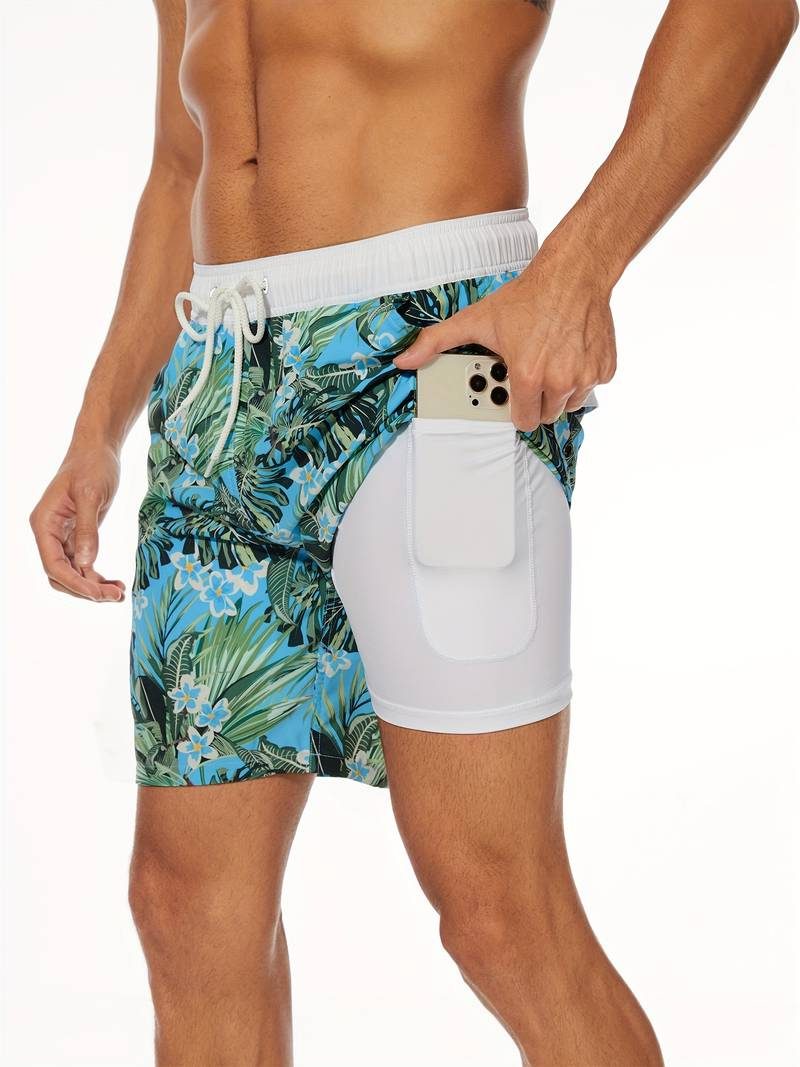 Flamingo Print Swim Shorts for Men