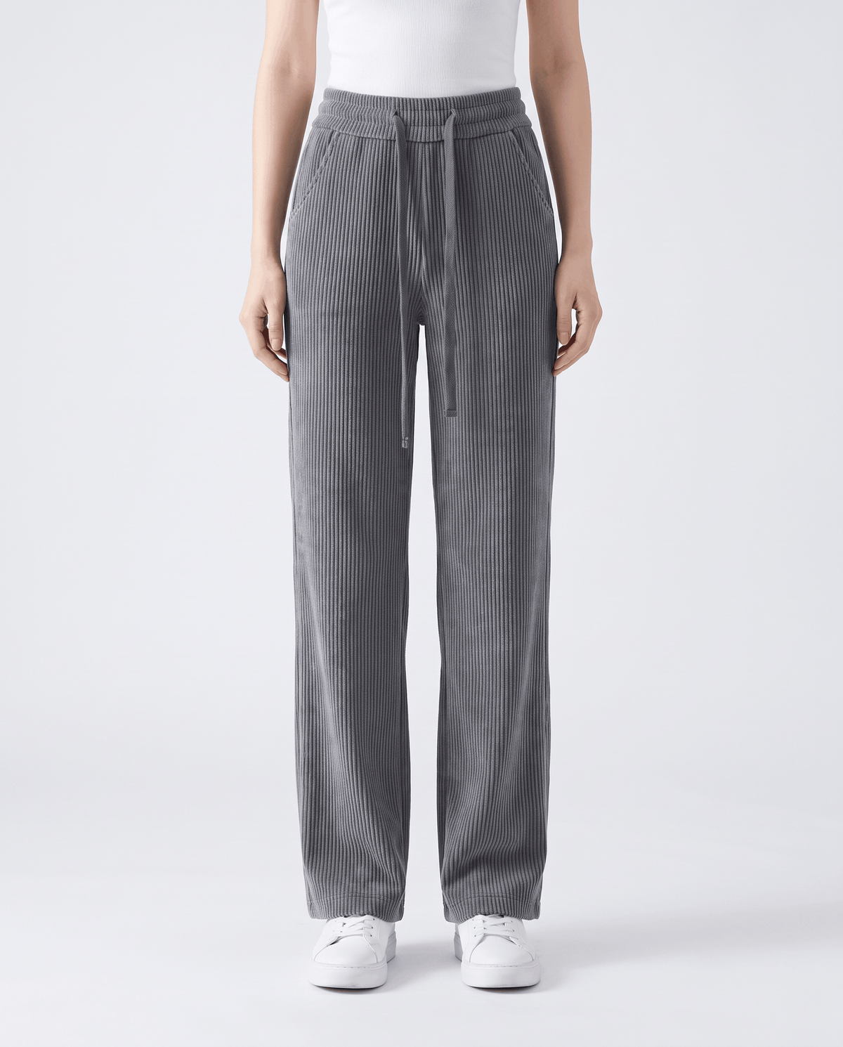 Fleece-Lined Corduroy Wide-Leg Pants – High-Waisted, Drawstring & Side Pockets | Chloe