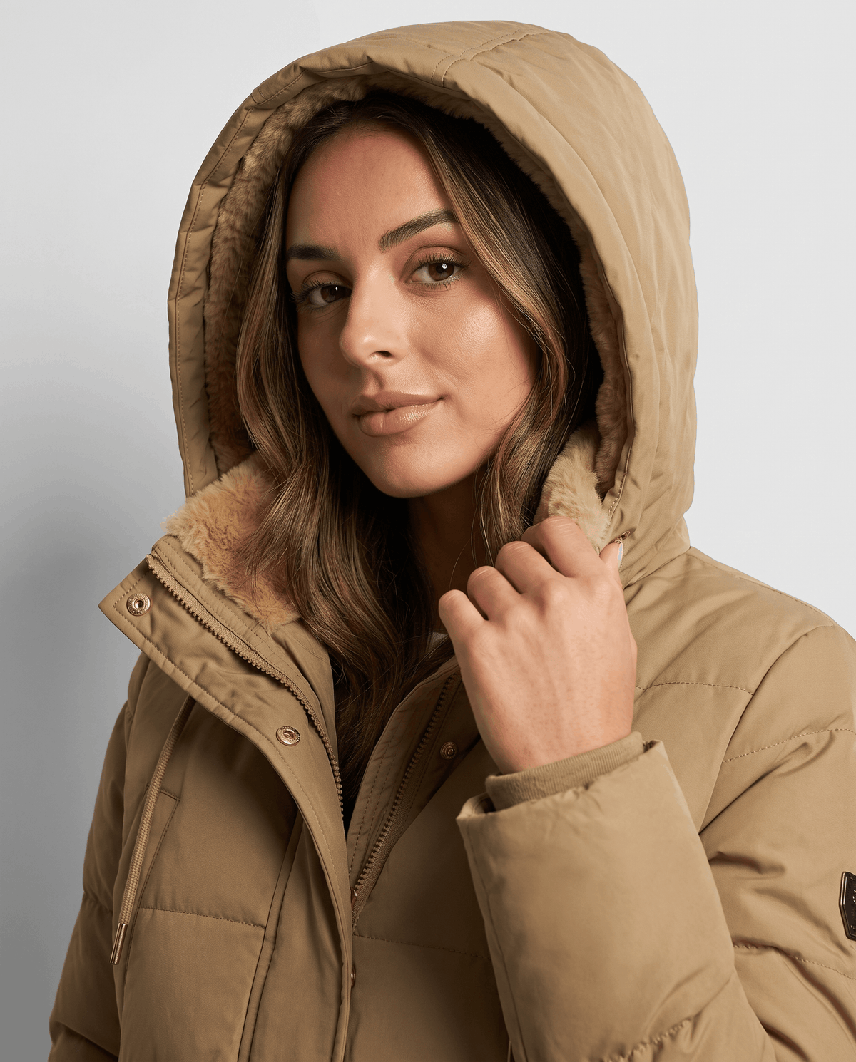 Fleece-Lined Long Quilted Parka – Hooded, Full-Zip & Snap Placket | Willow