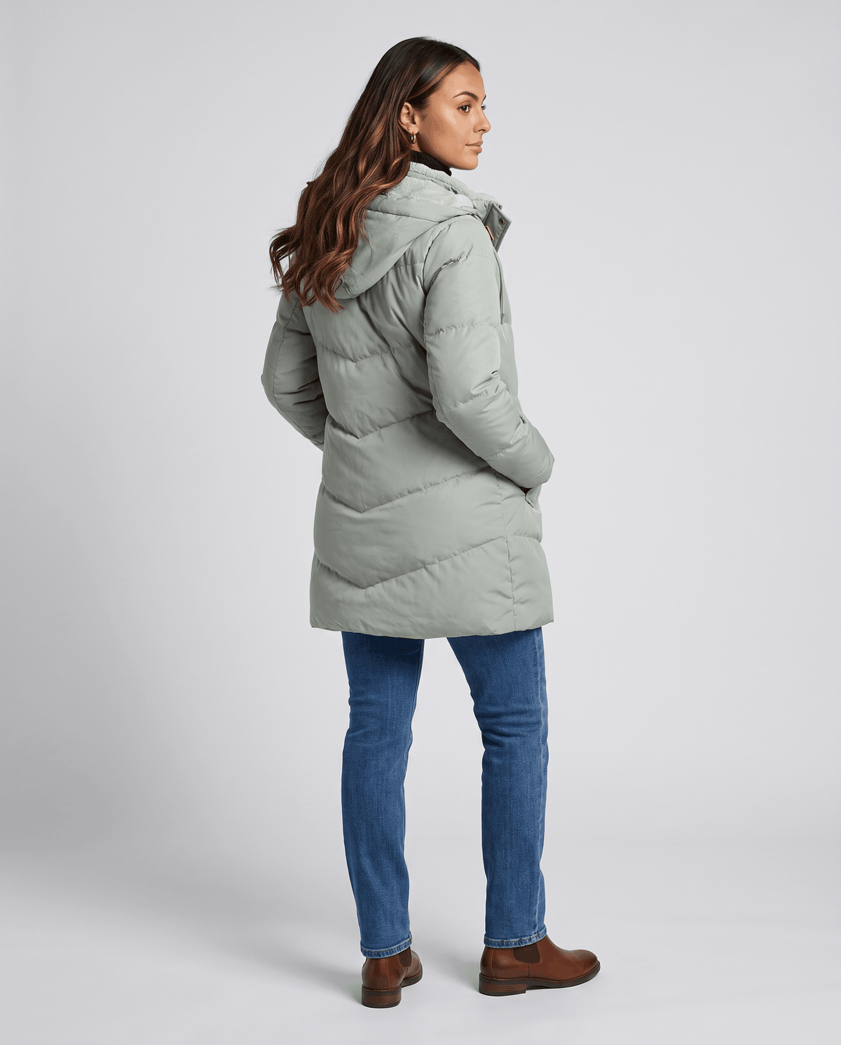 Fleece-Lined Long Quilted Parka – Hooded, Full-Zip & Snap Placket | Willow