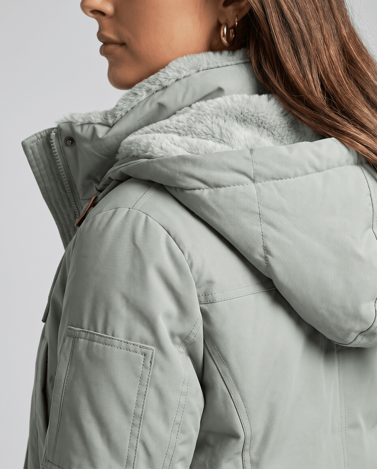 Fleece-Lined Long Quilted Parka – Hooded, Full-Zip & Snap Placket | Willow