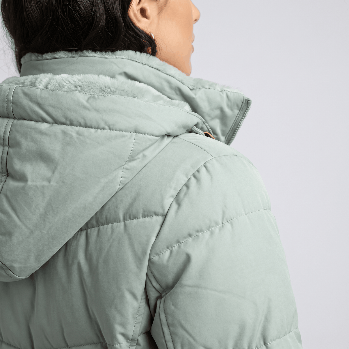 Fleece-Lined Long Quilted Parka – Hooded, Full-Zip & Snap Placket | Willow