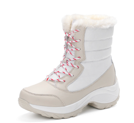 Women's Lace-Up Winter Snow Boots with Faux Fur Trim