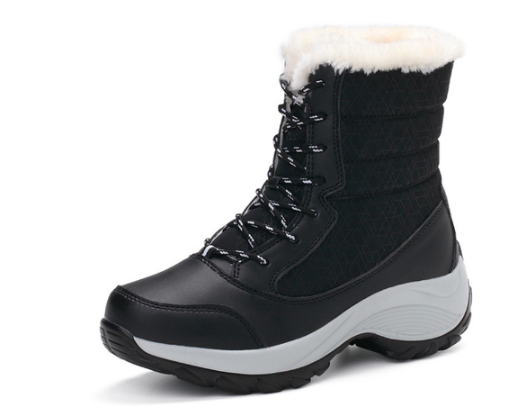 Women's Lace-Up Winter Snow Boots with Faux Fur Trim