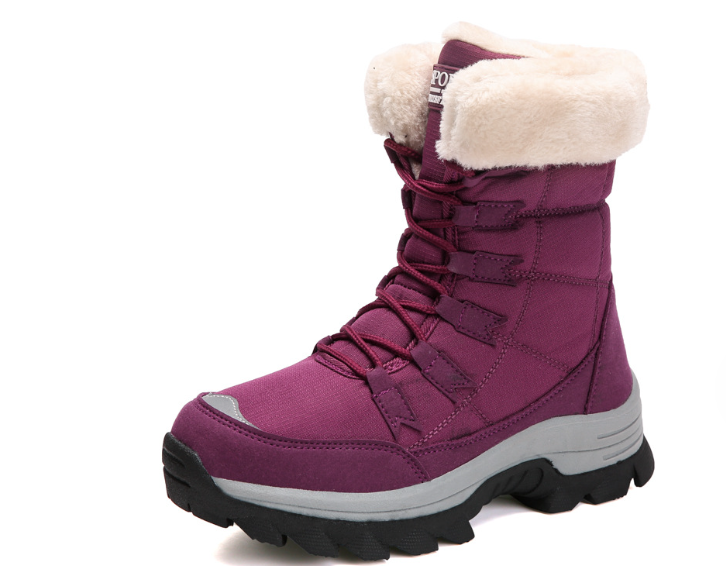 Women's Lace-Up Winter Snow Boots with Faux Fur Trim