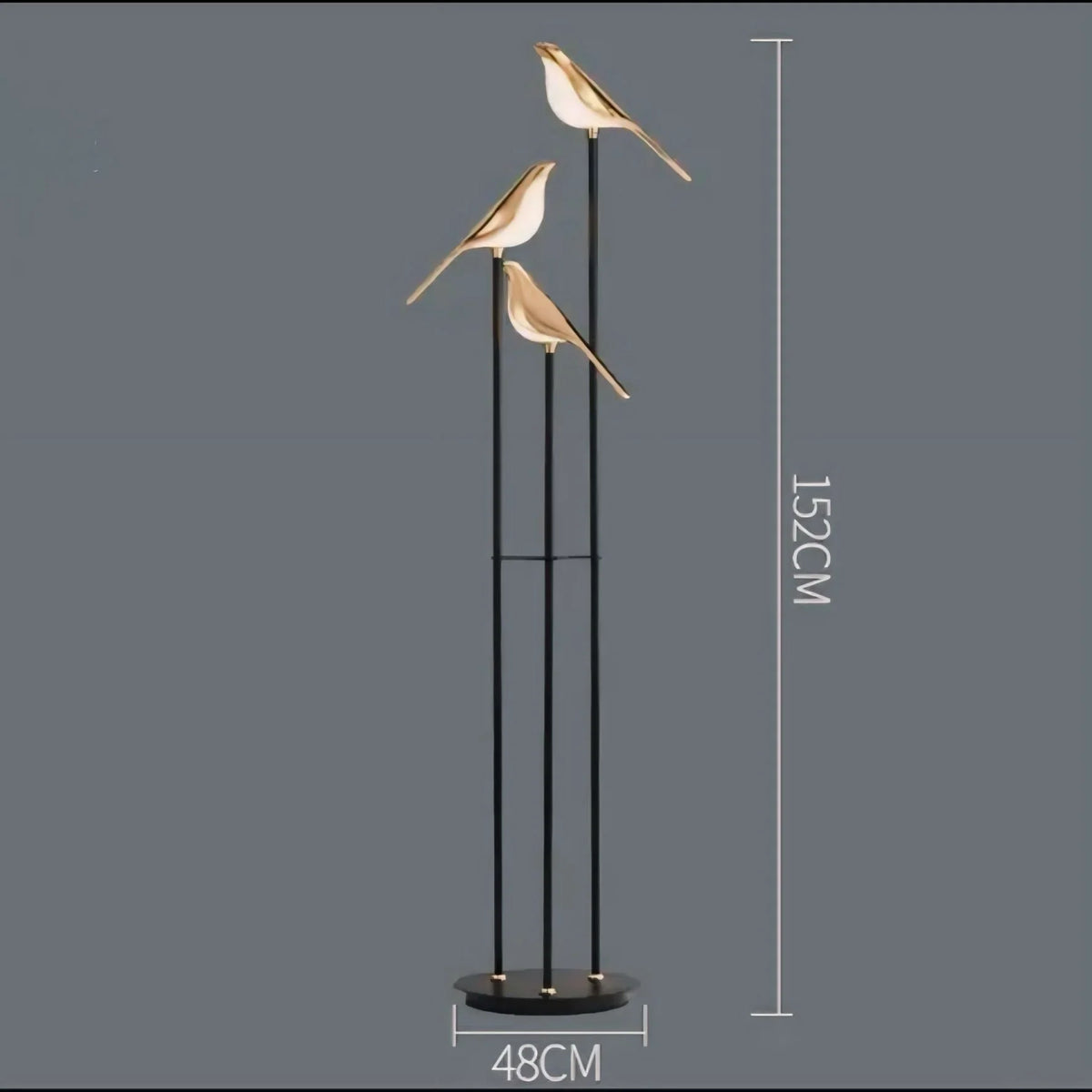 Floor Lamp | Bird-Inspired 3-Head Integrated LED & Gold Accents