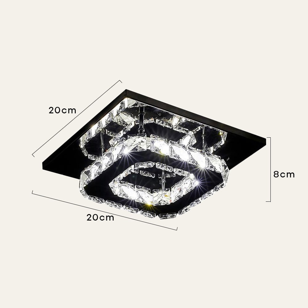 Flush Mount Ceiling Light with Faceted Crystal Blocks and Integrated LED